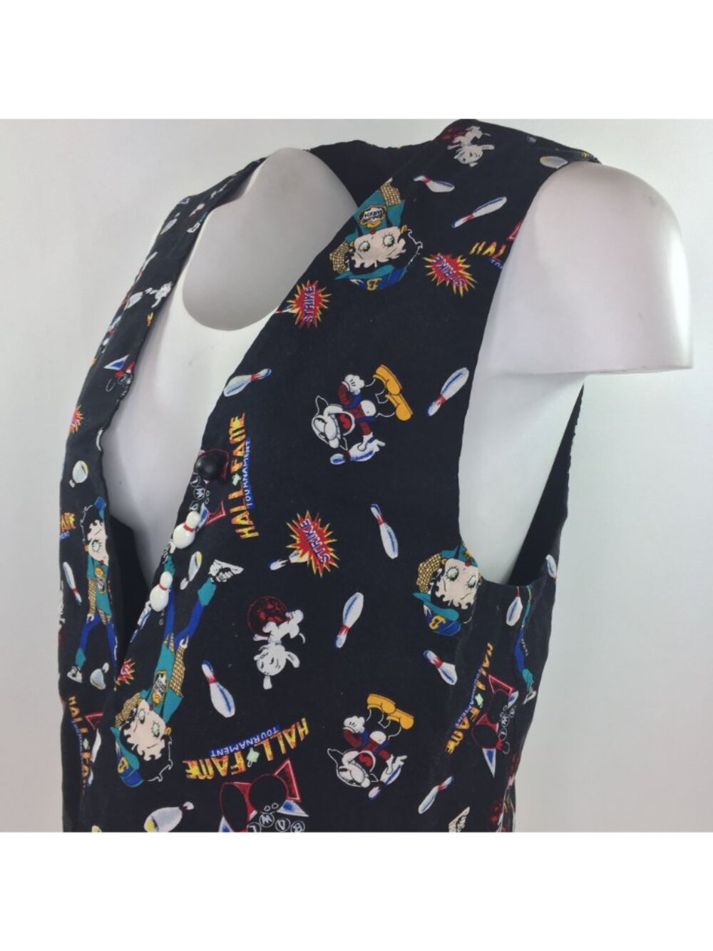 Handmade Womens Betty Boop Bowling Black Vest - Picture 4 of 14